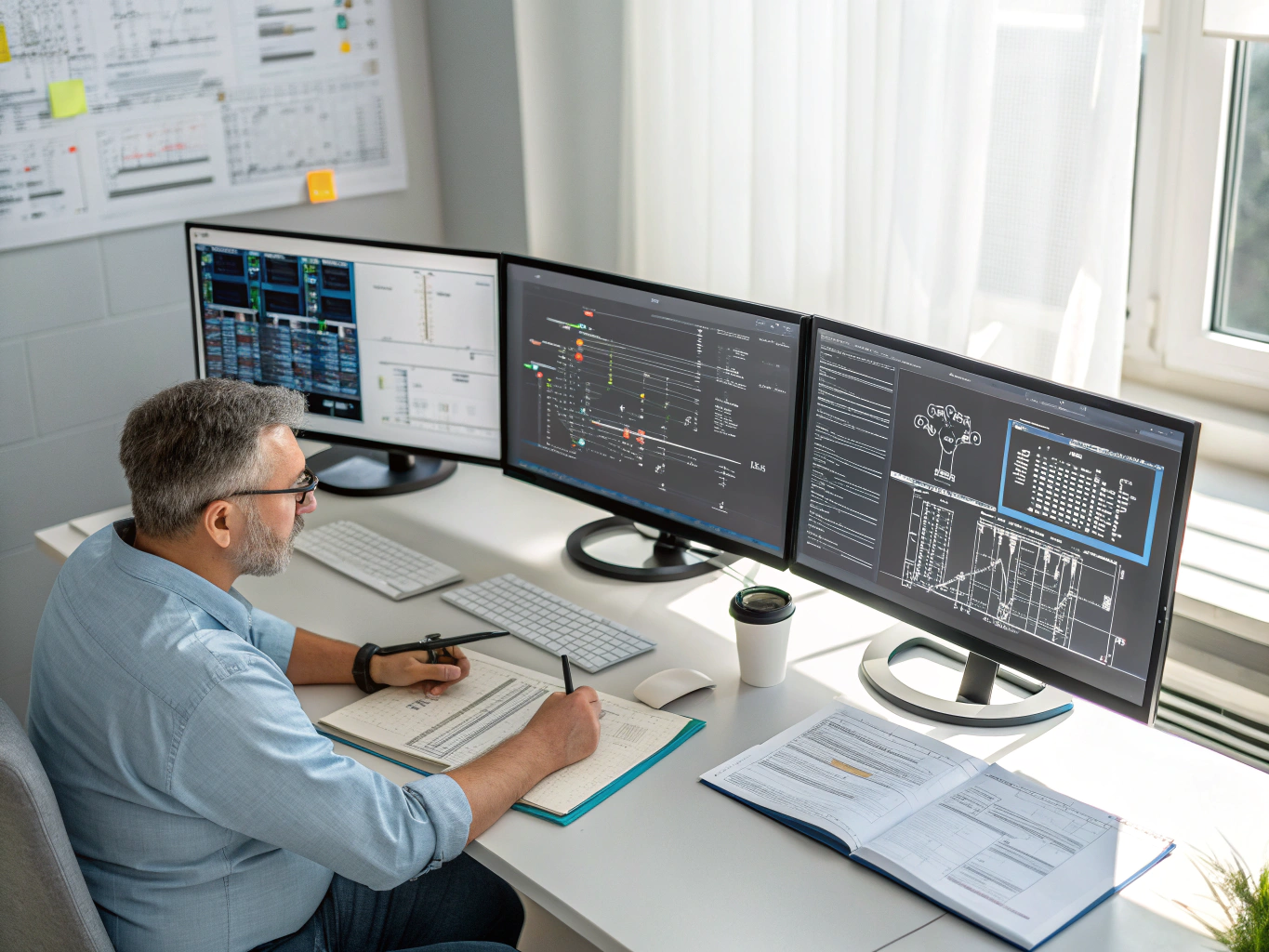Certified engineer reviewing automated test telemetry in a secure control room